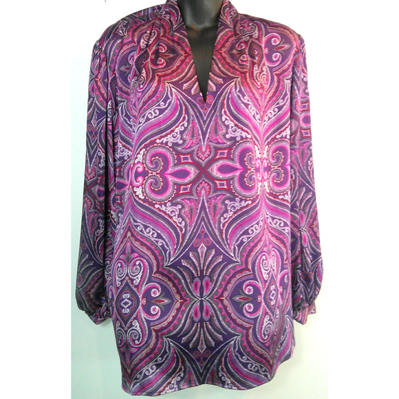 Chico's Women's 3 16/18 Purple V-neck Lotus Petal Scroll Affair Item # 570379280 - Picture 1 of 8